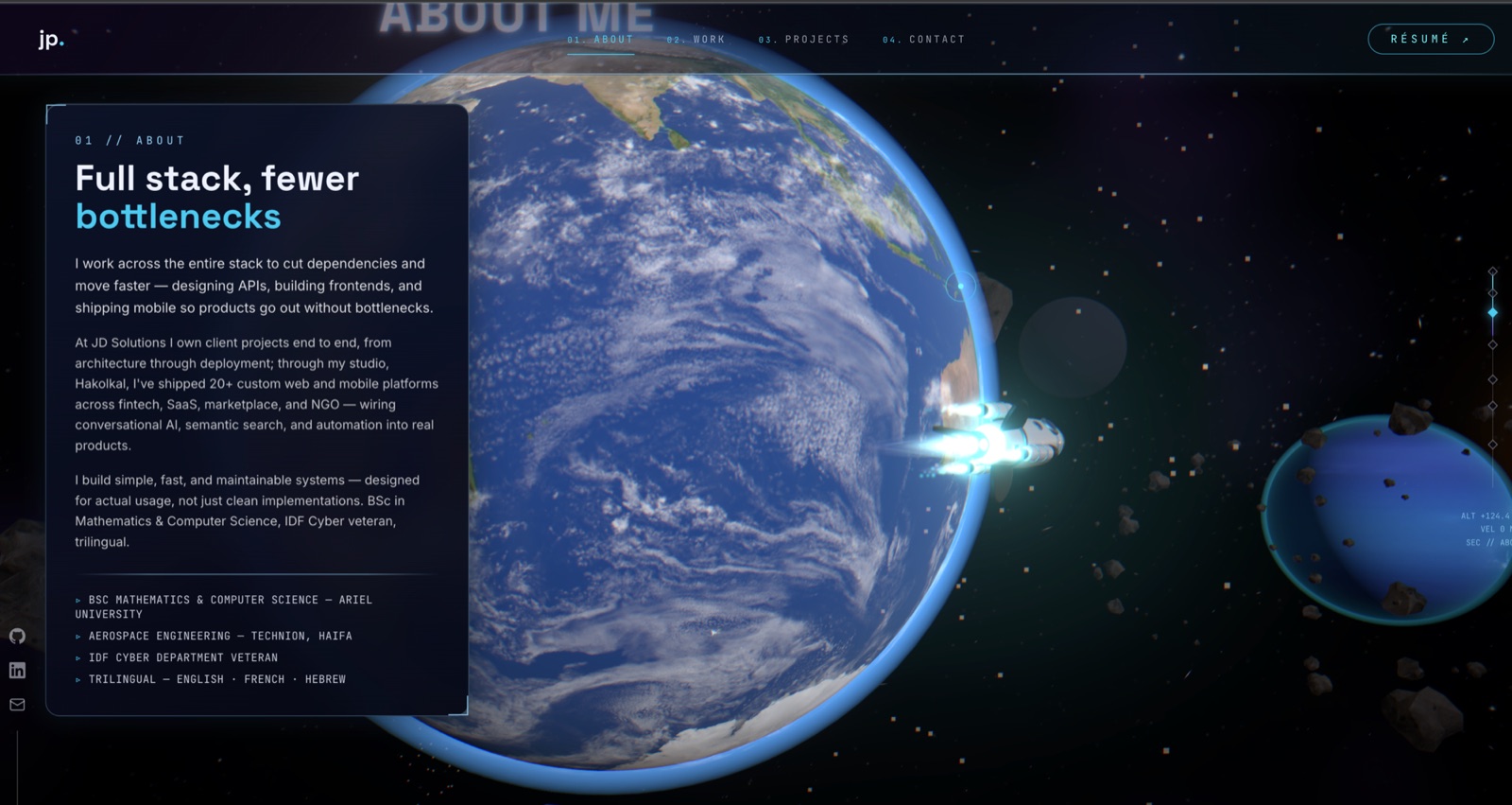 Jordan in Space (Scroll-Flight Portfolio)